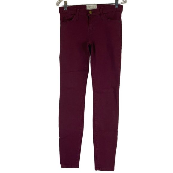Current/Elliot Jeans Women's Sz 26 Burgundy Ankle Skinny Bordeaux Stretch Nwot